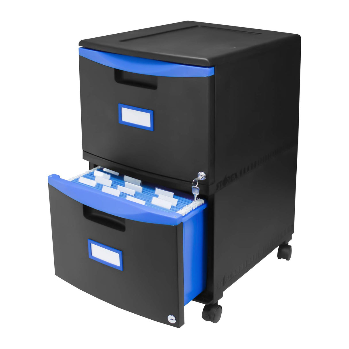 Plastic Two-Drawer File Cabinet – Locking Document Organizer