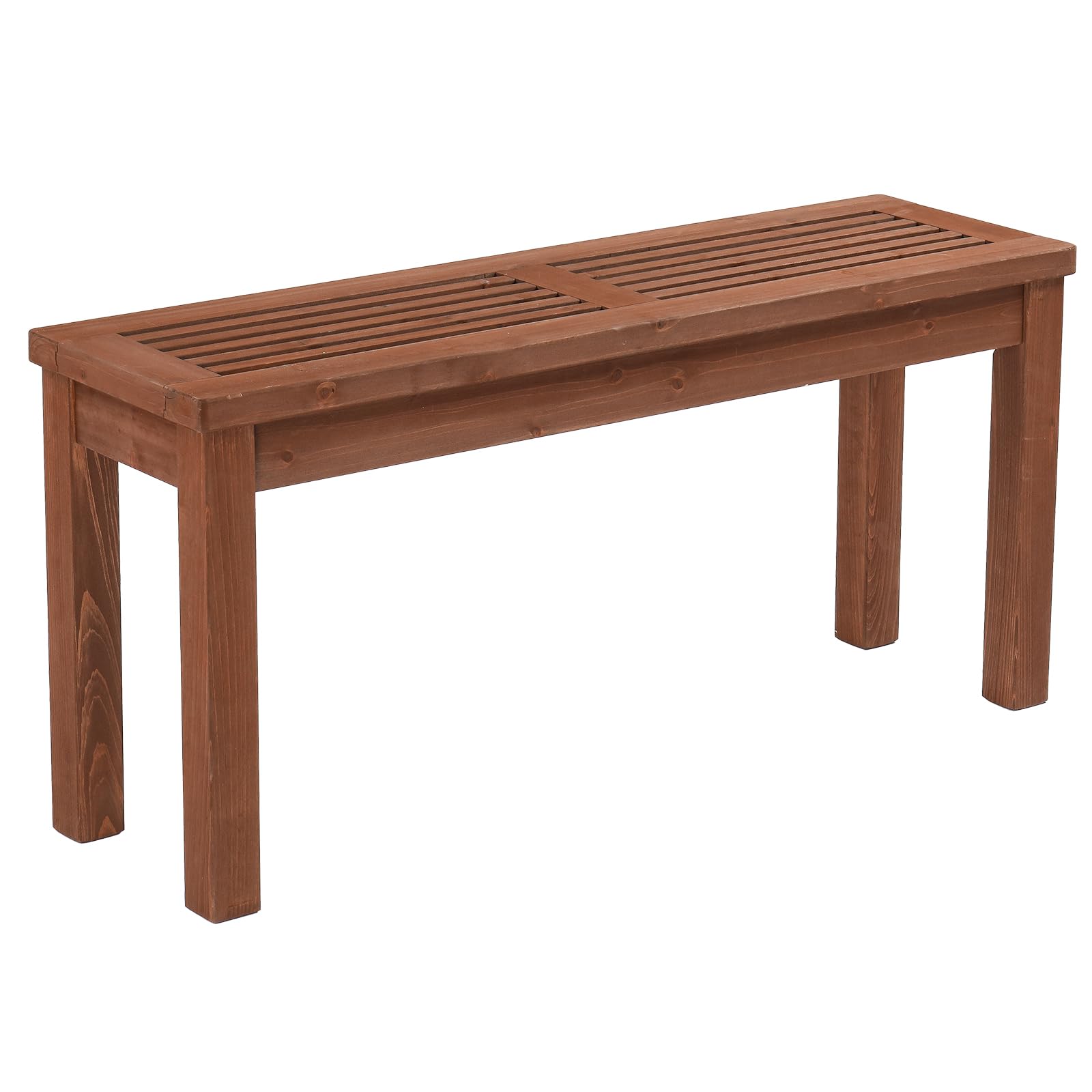 Outdoor Wooden Bench, 40” Porch Bench Garden Bench Outdoor Backless Bench