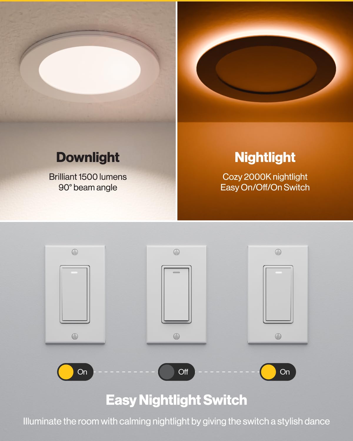 Sunco 12 Pack 6 Inch LED Recessed Light with Night Light, Canless Recessed Lighting, 1500 LM, 15W (150W Equivalent), Selectable CCT 2700K/3000K/4000K/5000K/6000K, Dimmable, with Junction Box.