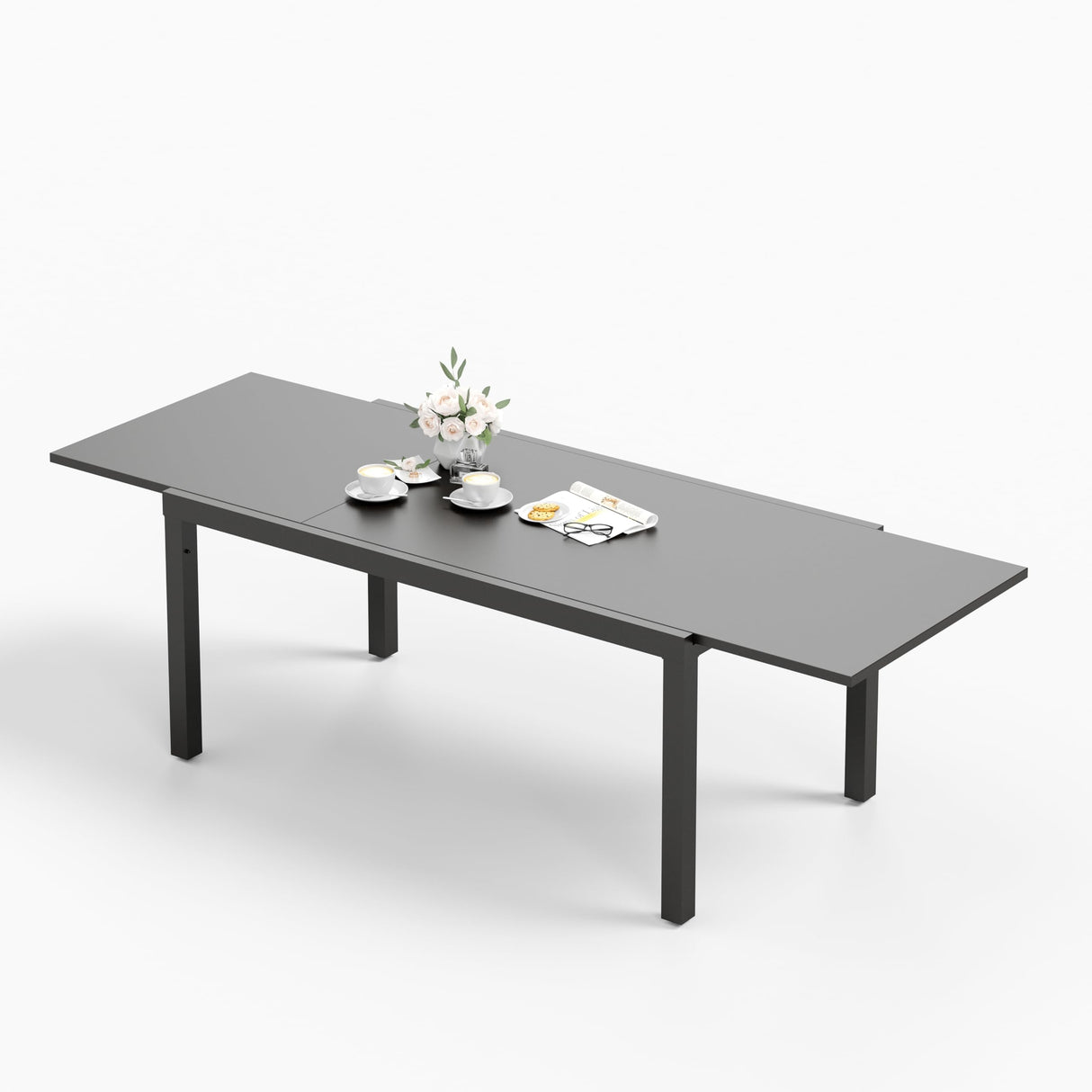 Expandable Patio Dining Table, Extra Large 99.2" L x 35.5" W Outdoor Dining Table