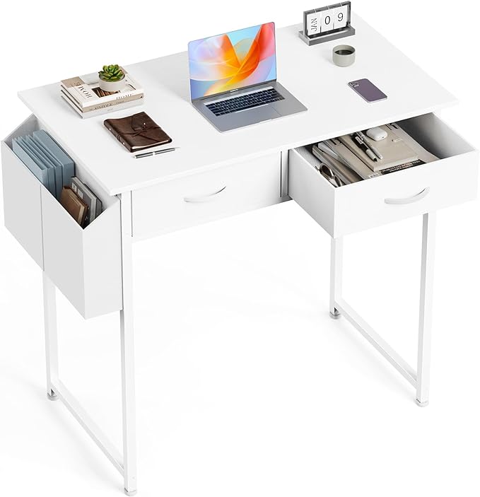 Computer Desk with Drawers Study Writing Table with Storage Bag Headphone