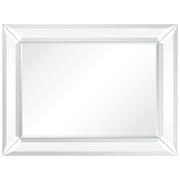 Rectangular Beveled Diamond Silver Framed Wall Mirror, Ready to Hang, Living Room