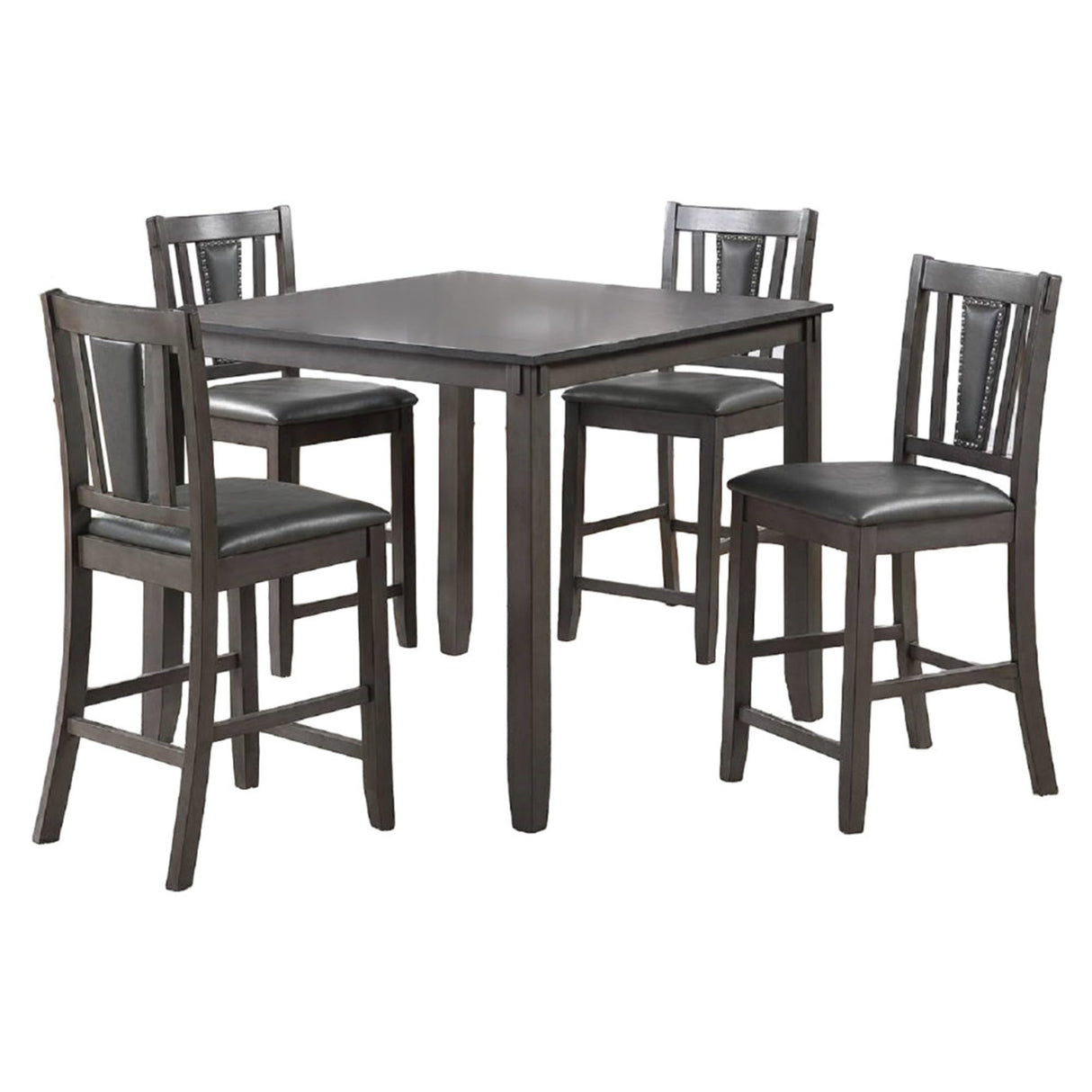5 Piece Counter Height Dinning Table Set with 4 Chairs, Padded Seats, Gray