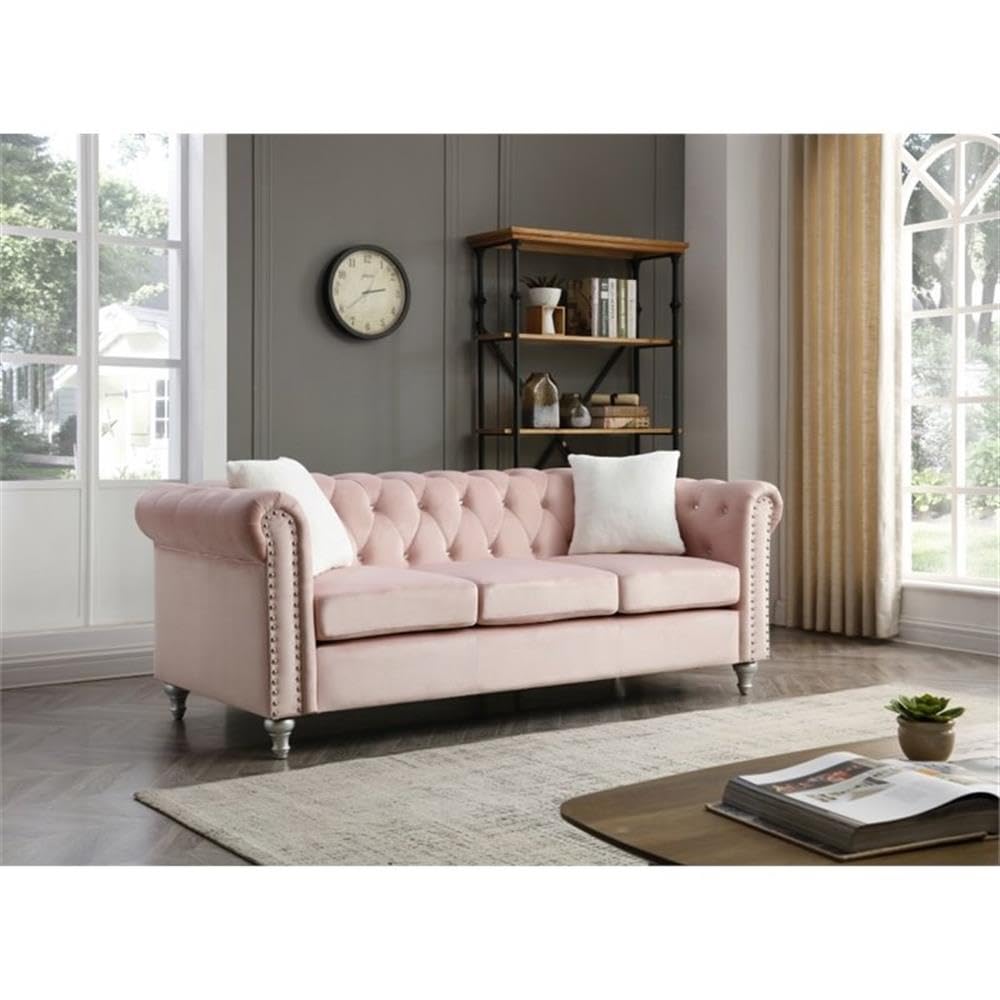 Raisa Velvet Sofa in Pink