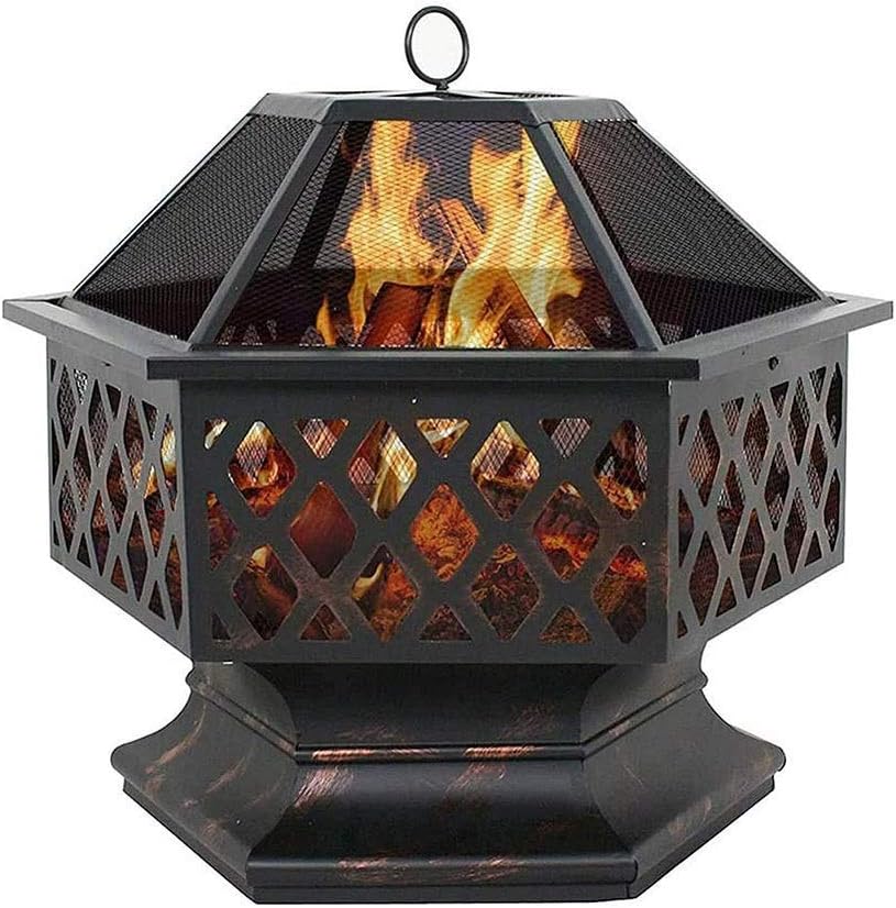 Outdoor Fire Pits Portable Metal Fire Pit Hexagon Design Fireplace Stove