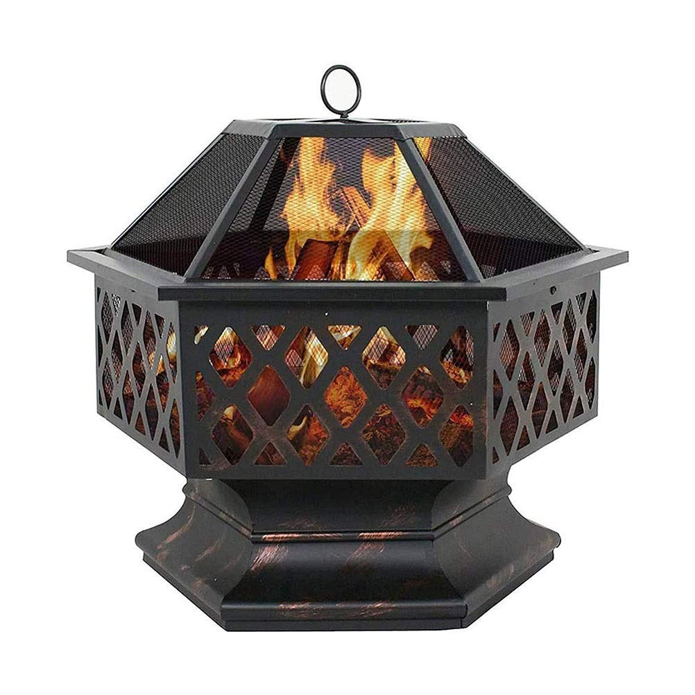 Outdoor Fire Pits Portable Metal Fire Pit Hexagon Design Fireplace Stove