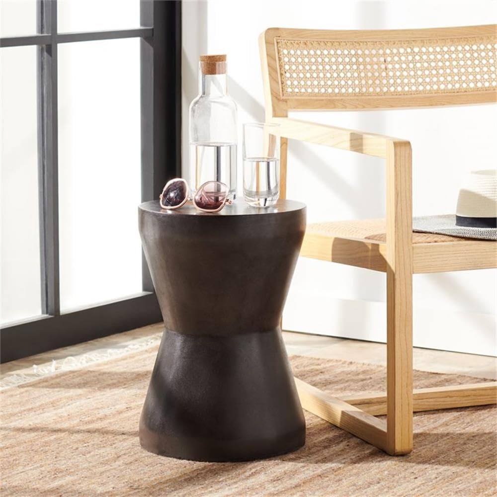 Outdoor Torre Black Modern Concrete Accent Table