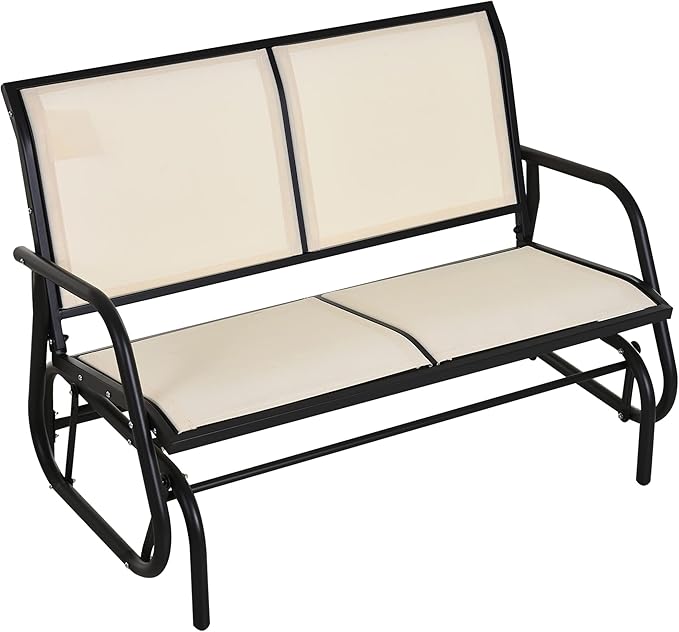 2-Person Outdoor Glider Bench, Patio Double Swing Rocking Chair Loveseat w/Powder