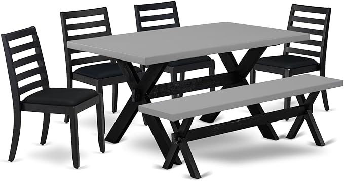 X697DR124-6 6 Piece Dining Set Contains a Rectangle Dining Room Table with X-Legs