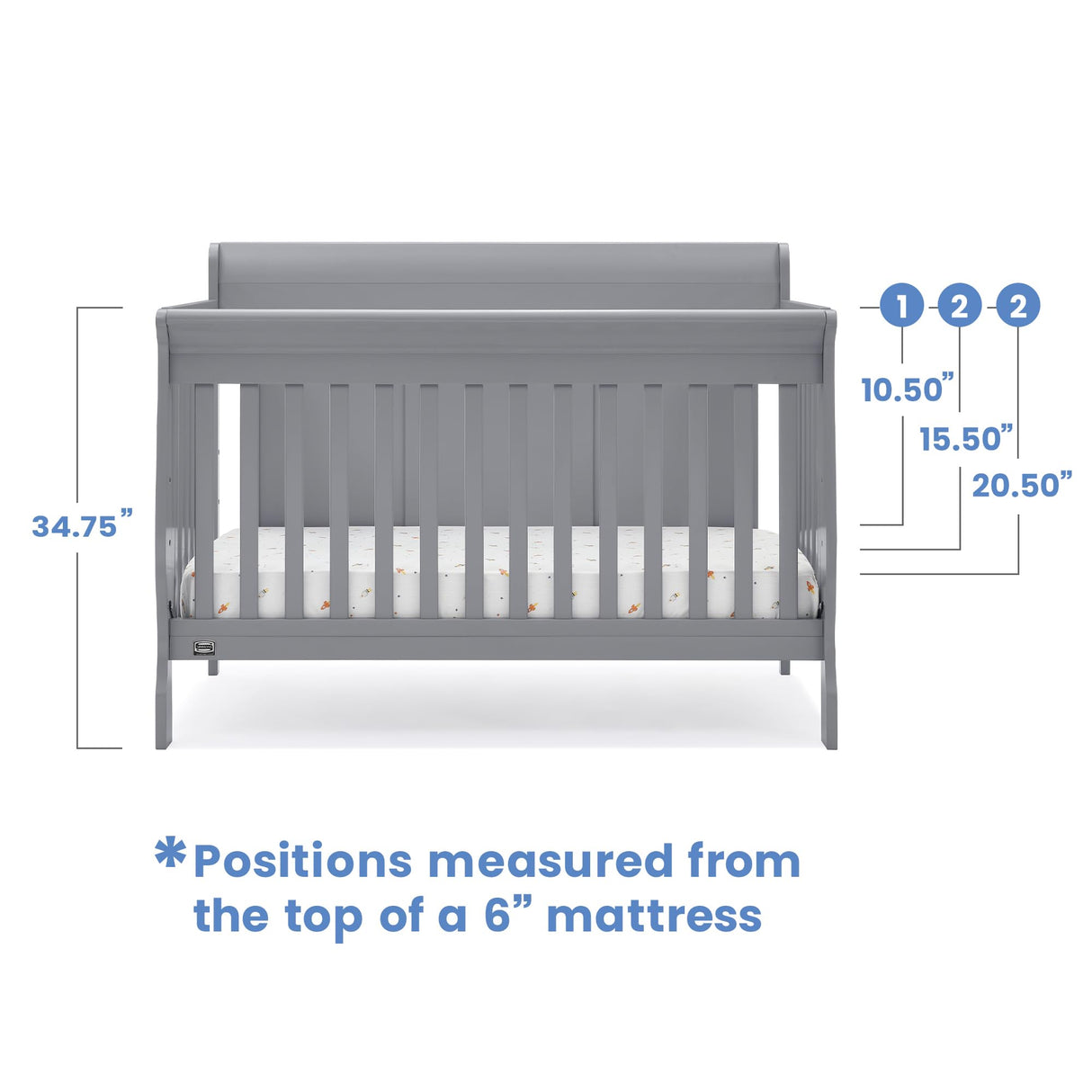 Carter 6-in-1 Convertible Crib - Greenguard Gold Certified, Grey