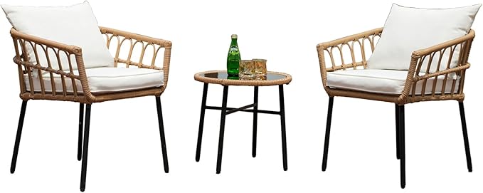 4 Pieces Patio Sectional Furniture Chairs Set Boho Water-Resistant Outdoor Indoor Wicker