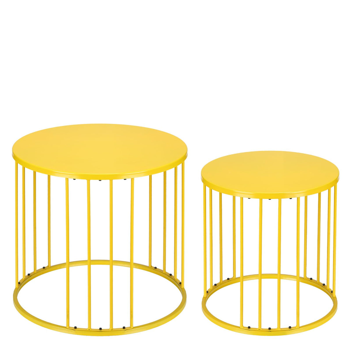 LEWIS&WAYNE Outdoor Side Table Set of 2, Metal Circle Accent End Tables for Balcony Backyard Garden Indoor Living Room, Durable Black Nesting Coffee Tables, 20”+16” Dia - Bircata