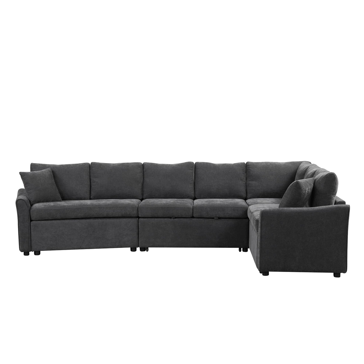 125" Pull Out Sleeper Sofa Bed with 2 Back Pillows,Oversized L-Shaped Sectional