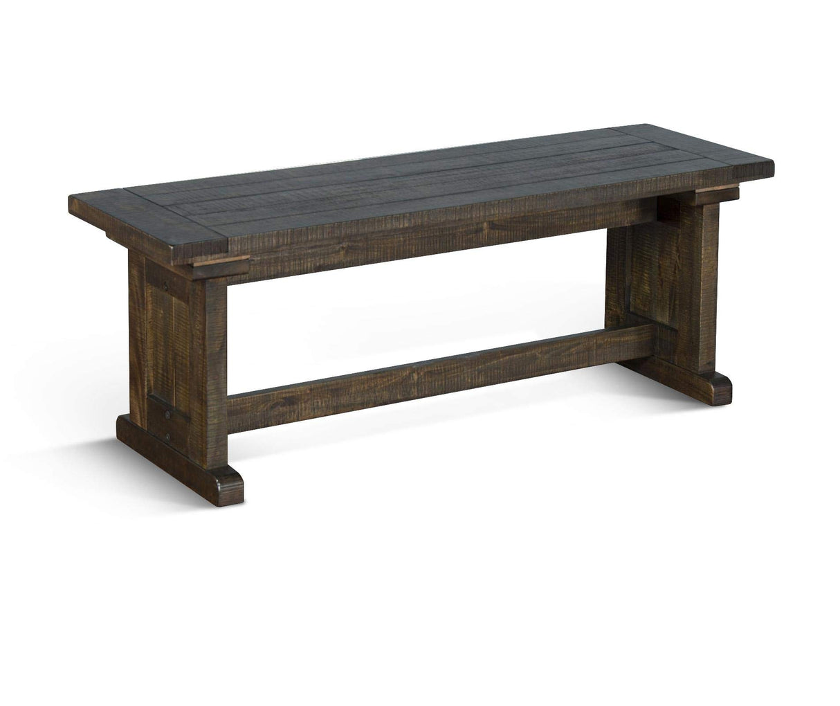 Carriage House Farmhouse Wood Side Bench in Off White Dark Brown (Tobacco Leaf)