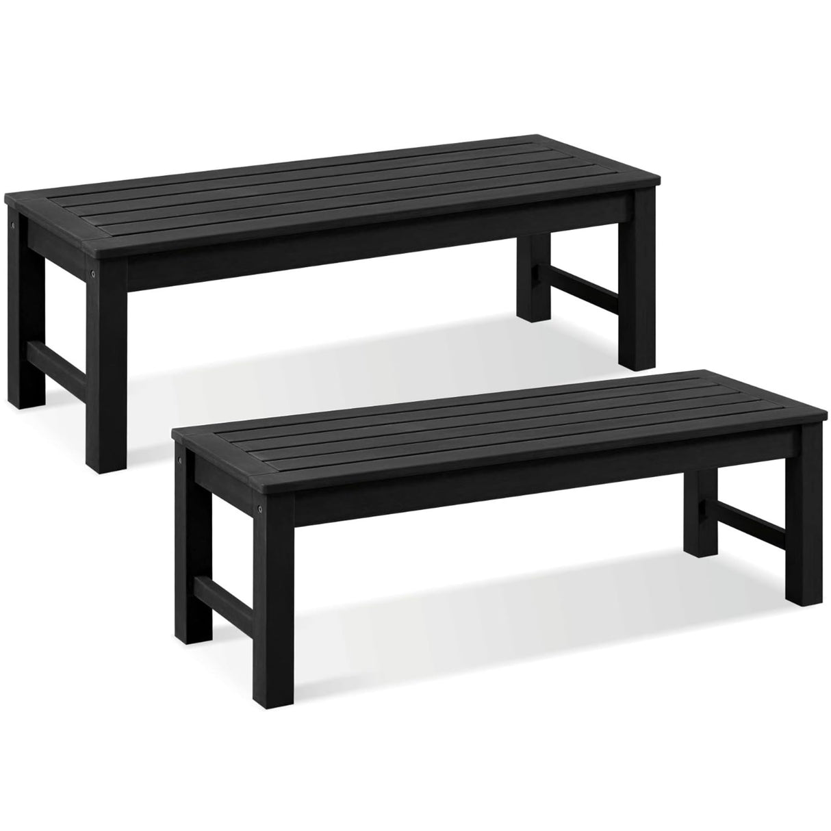 Knight Bench Set of 2, Two Person Outdoor Poly Lumber Patio Backless Bench