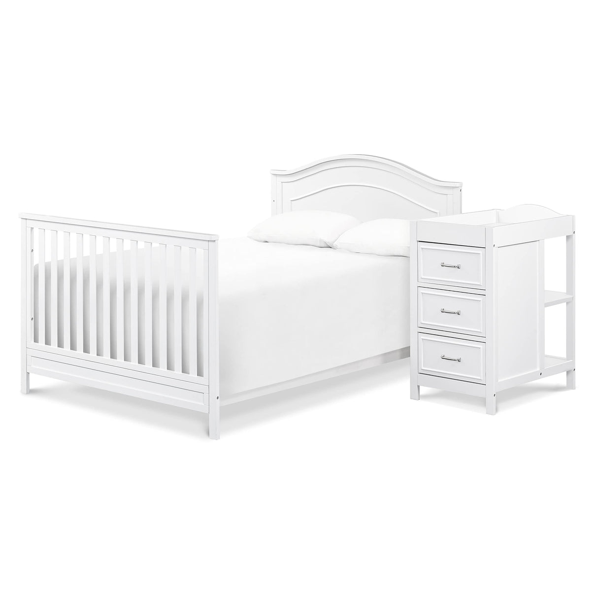 4-in-1 Convertible Crib and Changer Combo in White