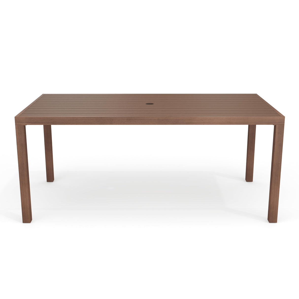 Bedford 70" Aluminum Patio Dining Table with Umbrella Hole - Brushed Woodgrain Finish