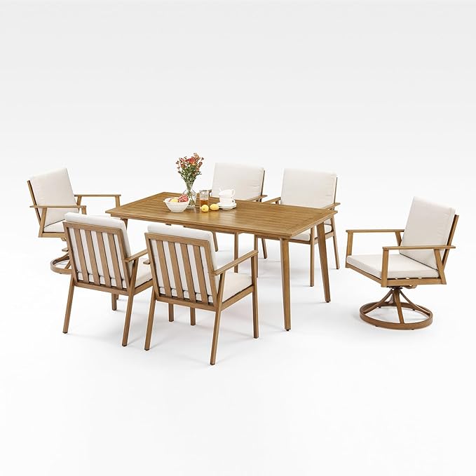 9 Pieces Patio Dining Set for 8, Outdoor Aluminum Dining Furniture Set with Umbrella Hole