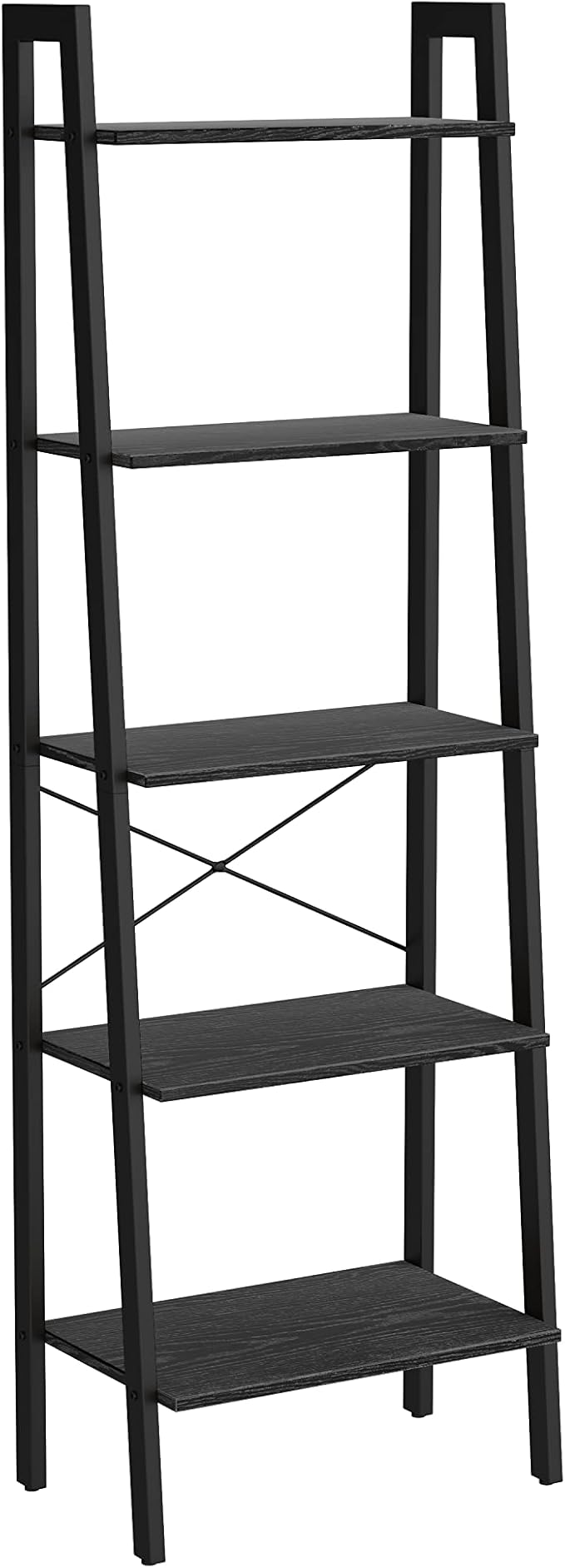 Ladder Shelf, 5-Tier Bookshelf, Storage Rack, Bookcase with Steel Frame