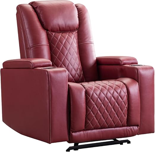 StoneCraft Orion Power Recliner Chair – Dark Red Faux Leather