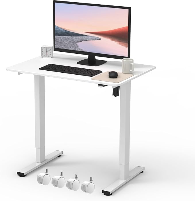 Electric Small Standing Desk Adjustable Height, 36" x 24" Whole Piece Desktop