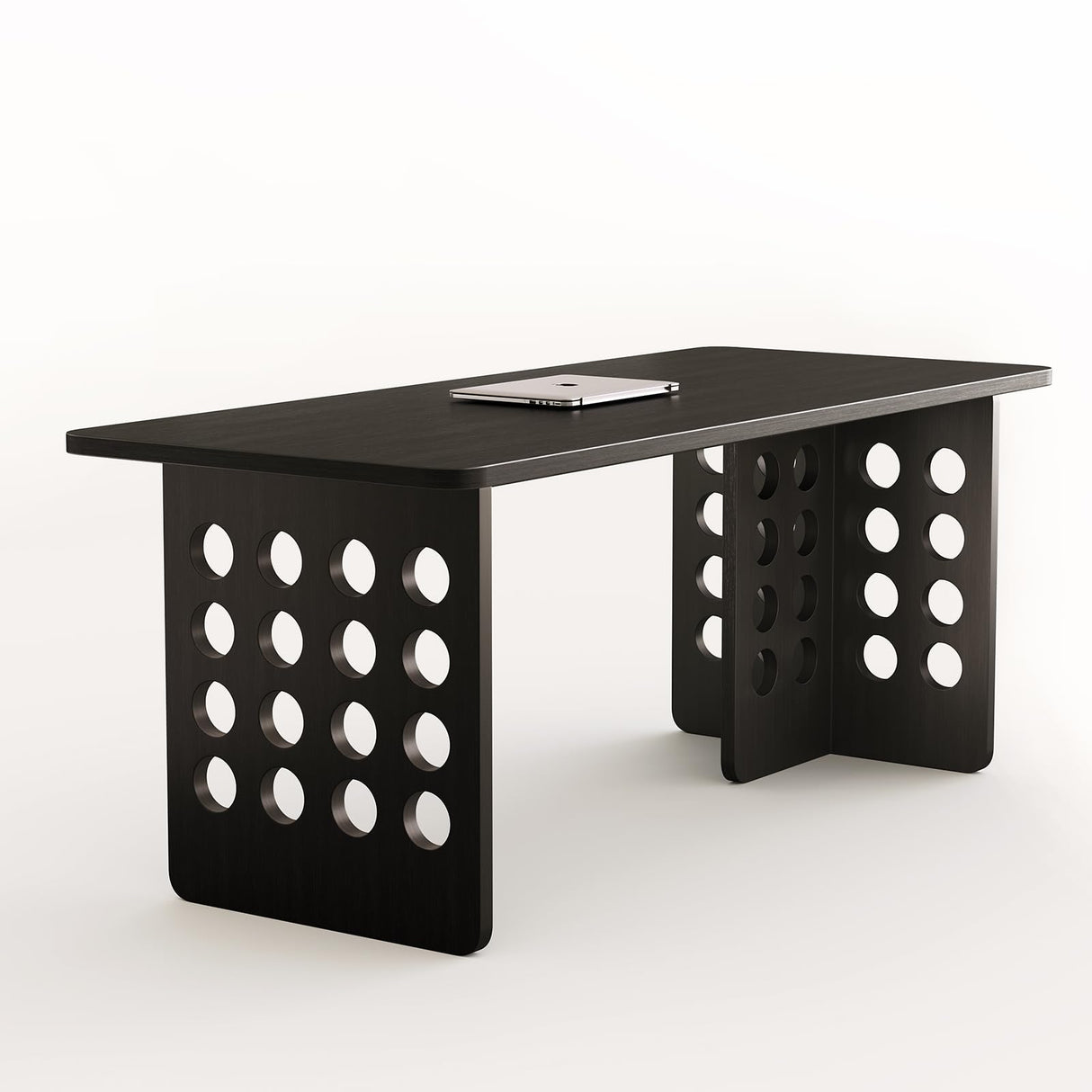 63 inch Executive Desk, Large Computer Desk Workstation, Wooden Black Desktop Office