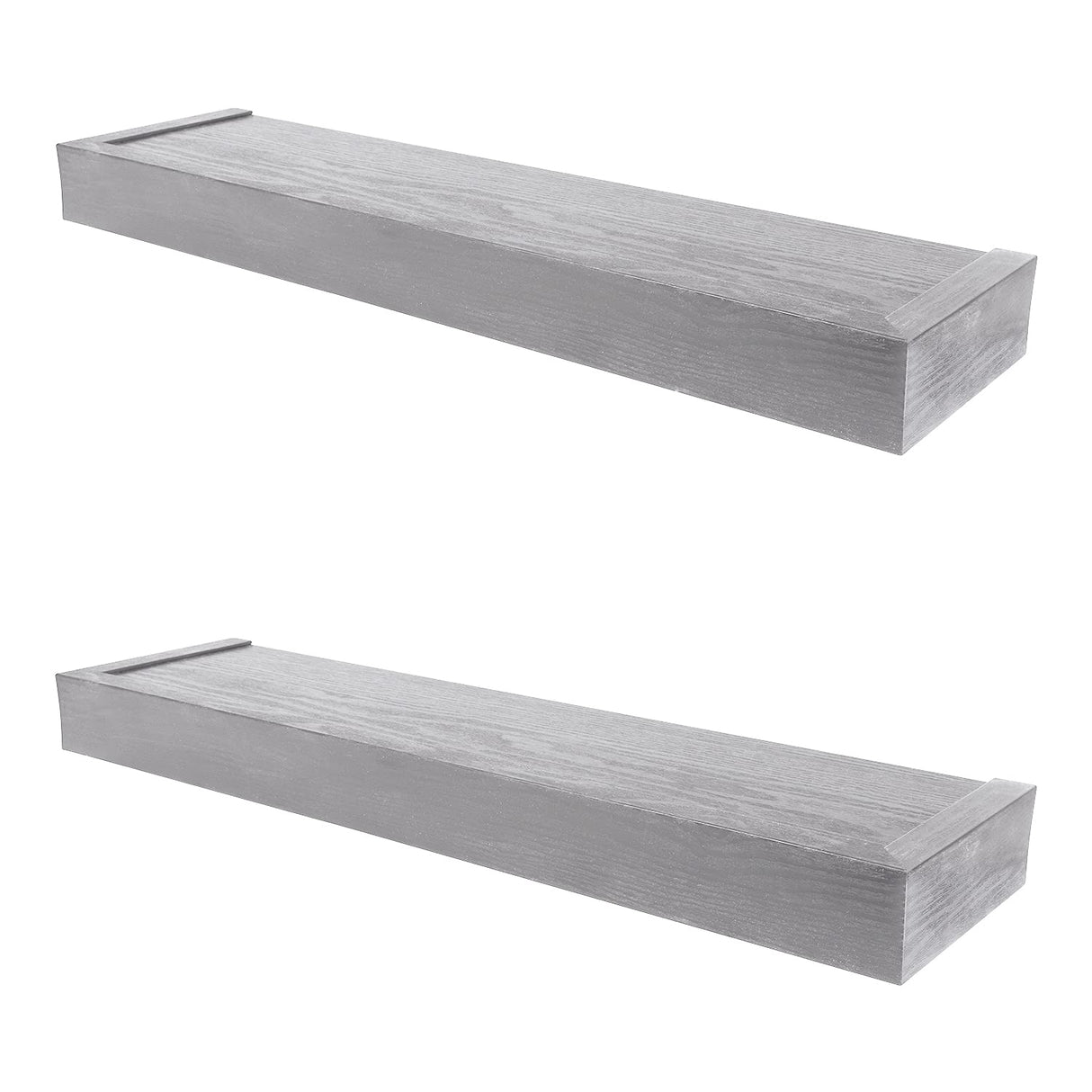 515621 Modern 24" Floating Shelf Holds up to 20lbs, Easy Tool-Free Dry Wall Installation, Flat, Retail Pack of 2, Gray