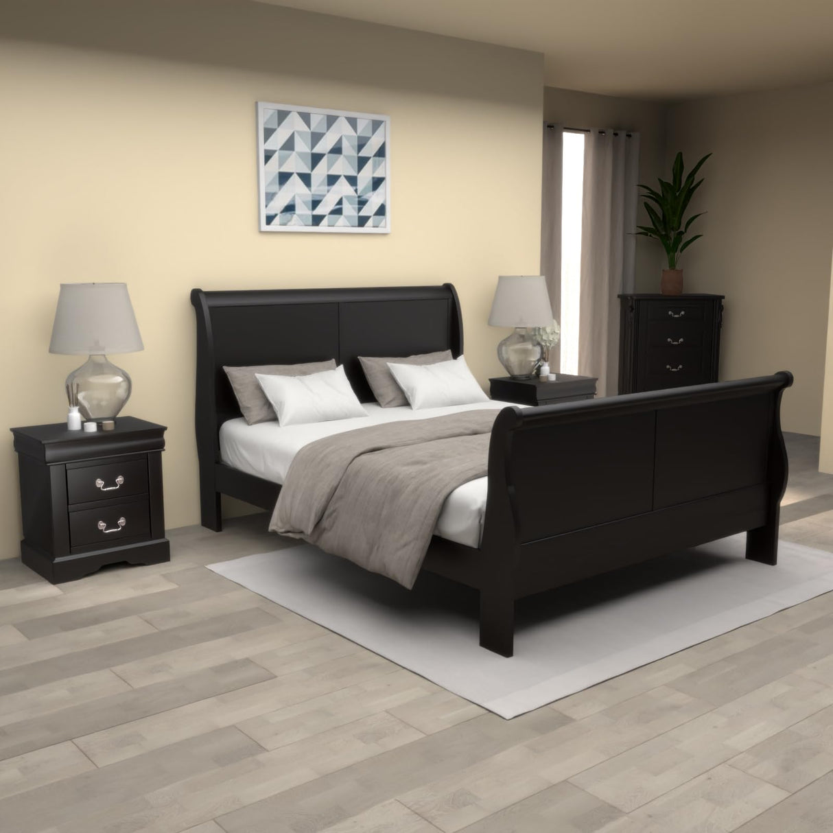 Louis Philippe III Nightstand in Black