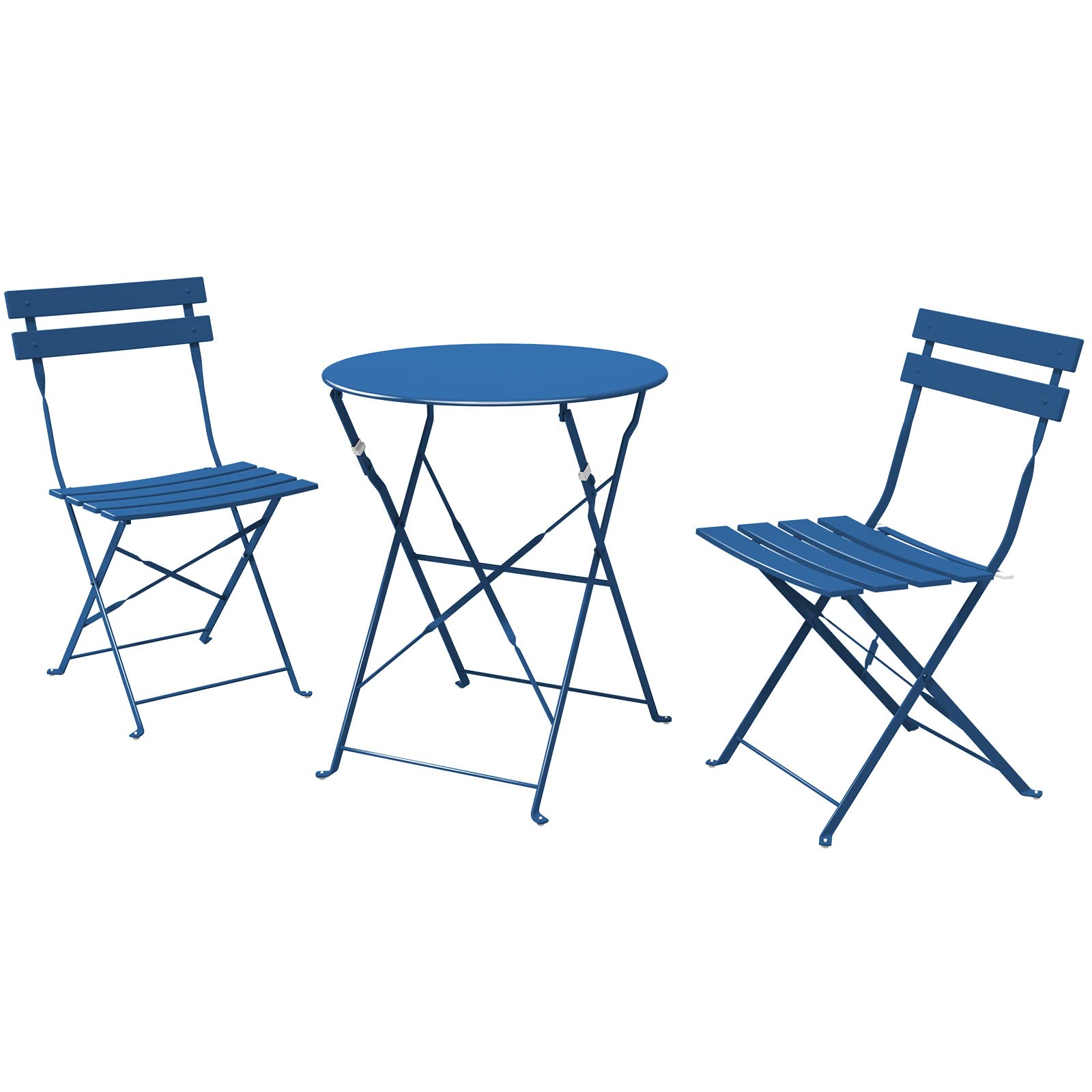 3-Piece Folding Bistro Set, 2 Chairs and 1 Table, Weather-Resistant Outdoor/Indoor Conversation Set for Patio, Yard, Garden -Peacock Blue