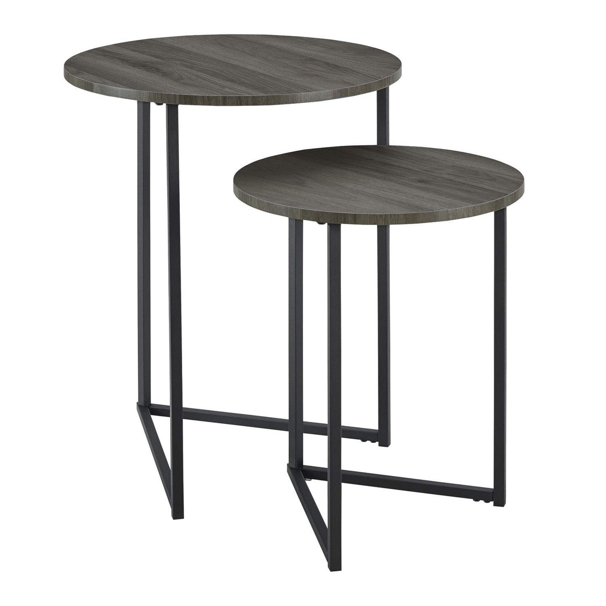 Modern Round Metal Base Nesting Set Side Accent Table Living Room Storage Small End Table