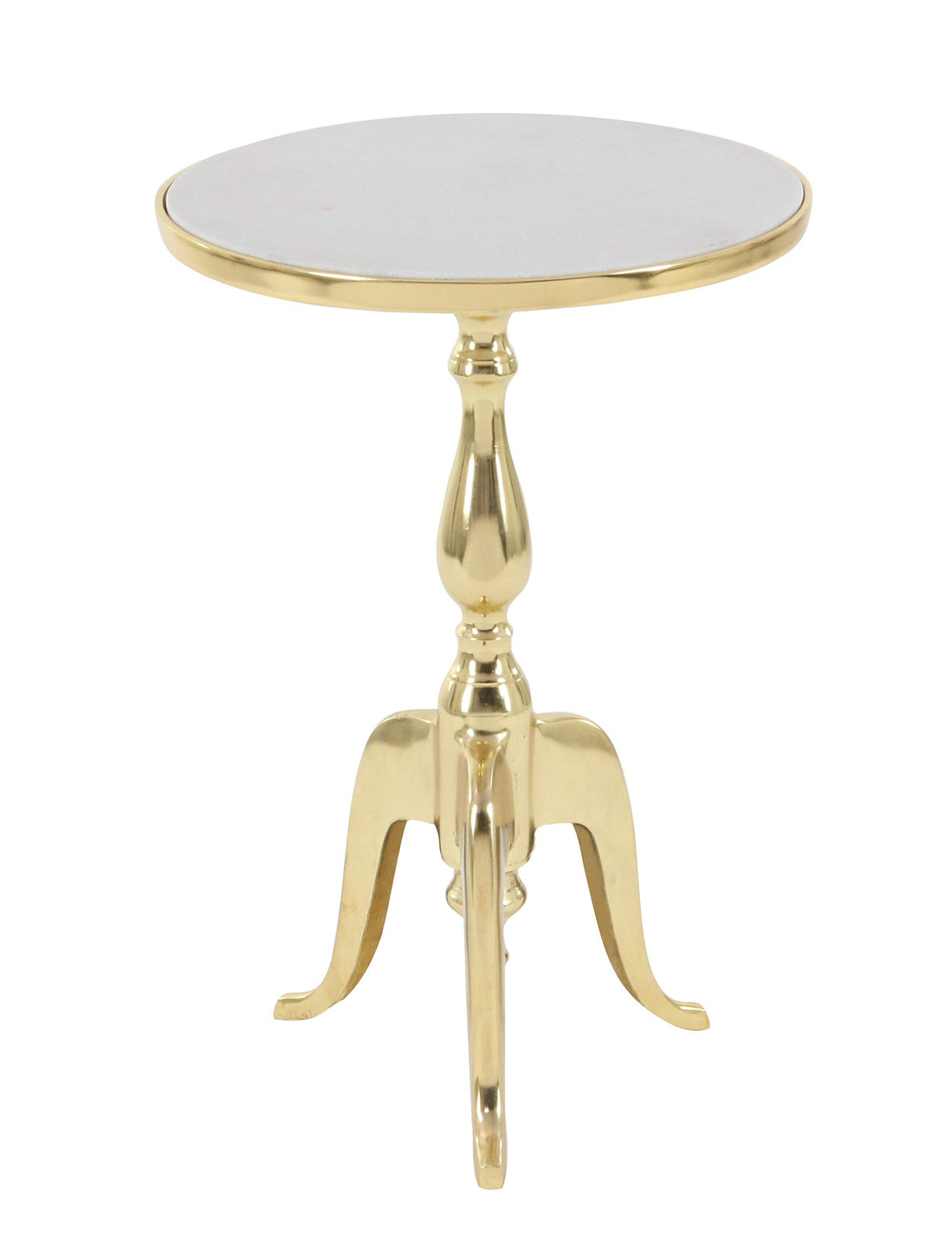 Aluminum Metal Side End Accent Table End Table with Marble Top, Side Table 15" x 15" x 22", Gray