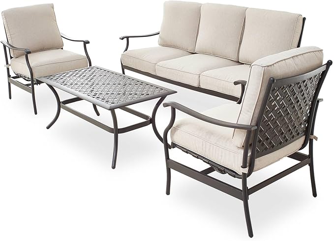 Patio Conversation Set 4Pcs Cushioned Outdoor Furniture Sets