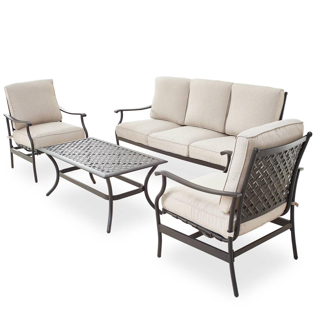 Patio Conversation Set 4Pcs Cushioned Outdoor Furniture Sets