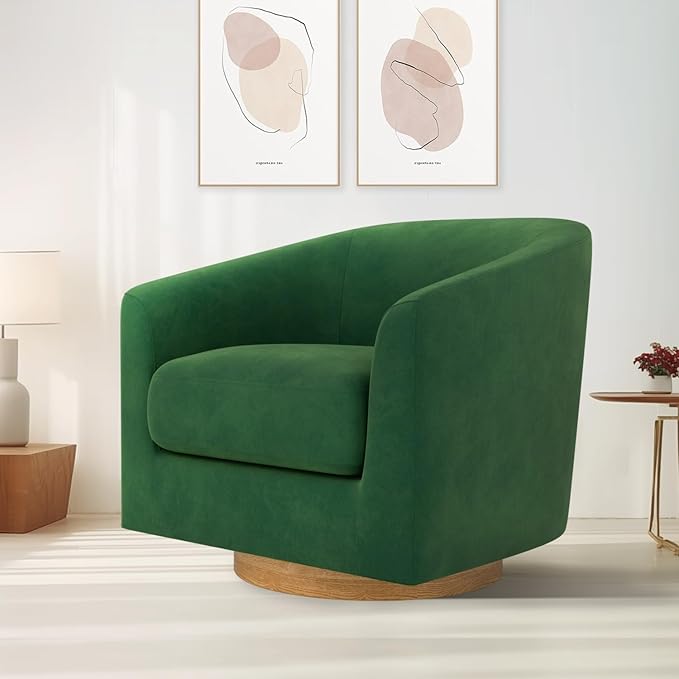 Accent Chair,Memory Foam Upholstered Barrel Sofa Chair, Linen Living Room