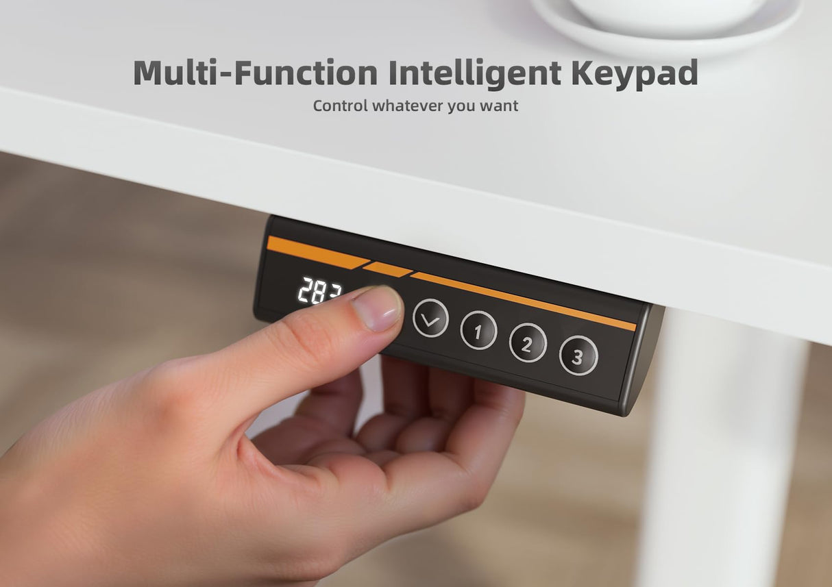 Seang Electric Standing Desk With Adjustable Height, 48x24 Inch, Sit Stand With Splice Board for Home Office Computer Workstation, White Frame/White Top