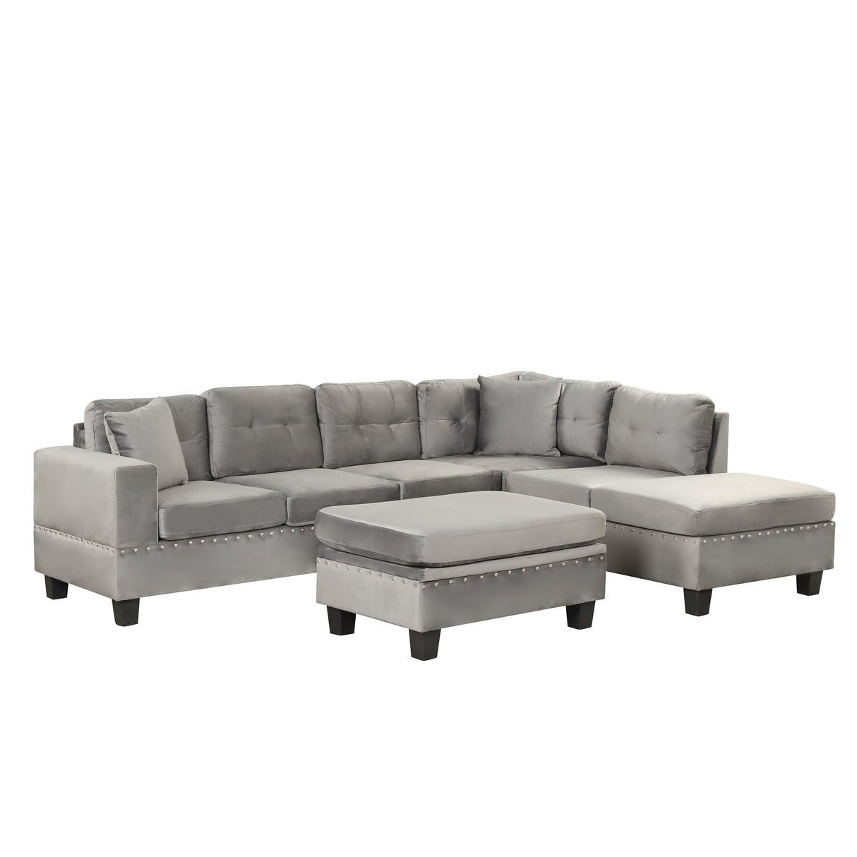 Living Room Furniture Set, Sectional 5-Seater Sofa with Reversible Chaise