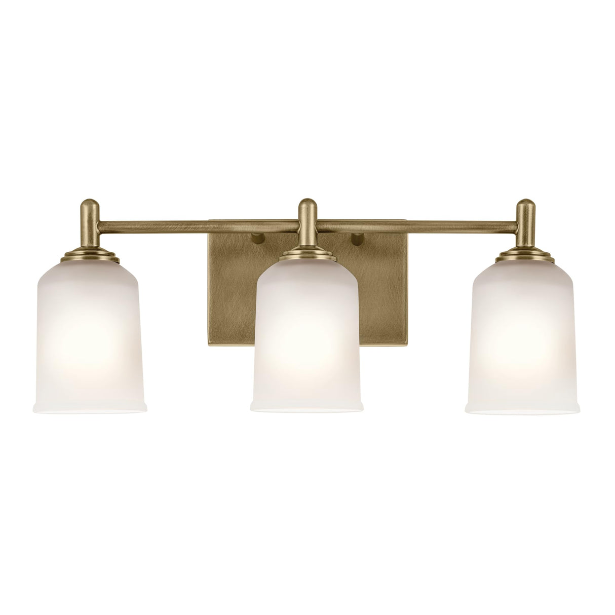 Shailene 21" 3-Light Vanity Light with Clear Satin Etched Glass in Natural Brass for Over