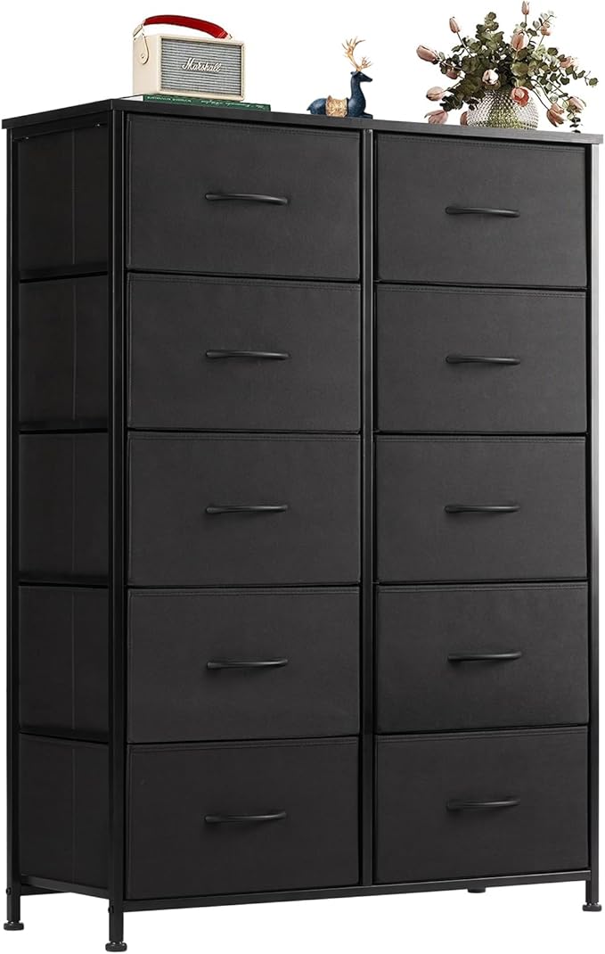 Dresser for Bedroom, 5 Storage Drawers, Wide Fabric Closet Chests Organizer