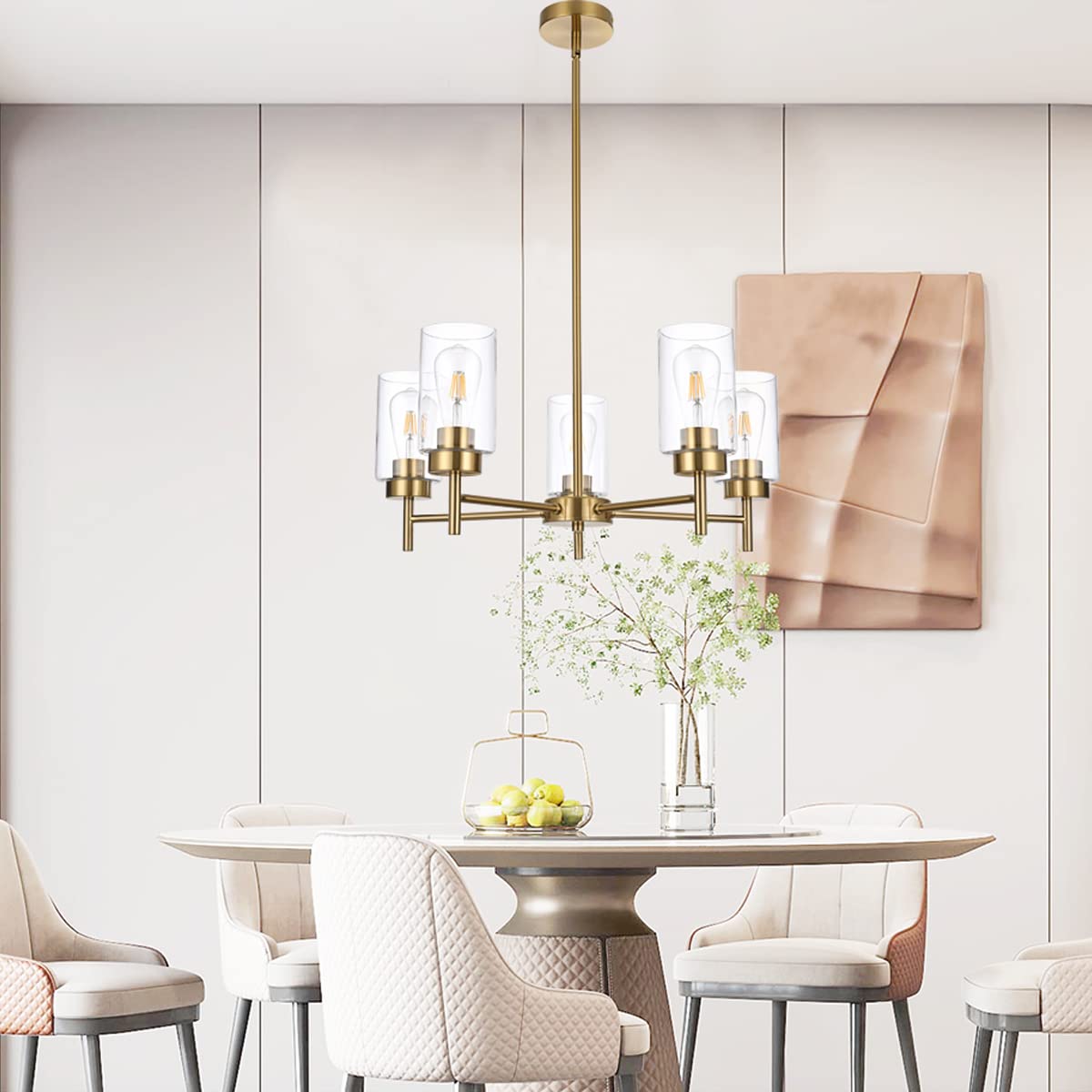 Light Farmhouse Chandelier for Dining Room Kitchen Island, Modern