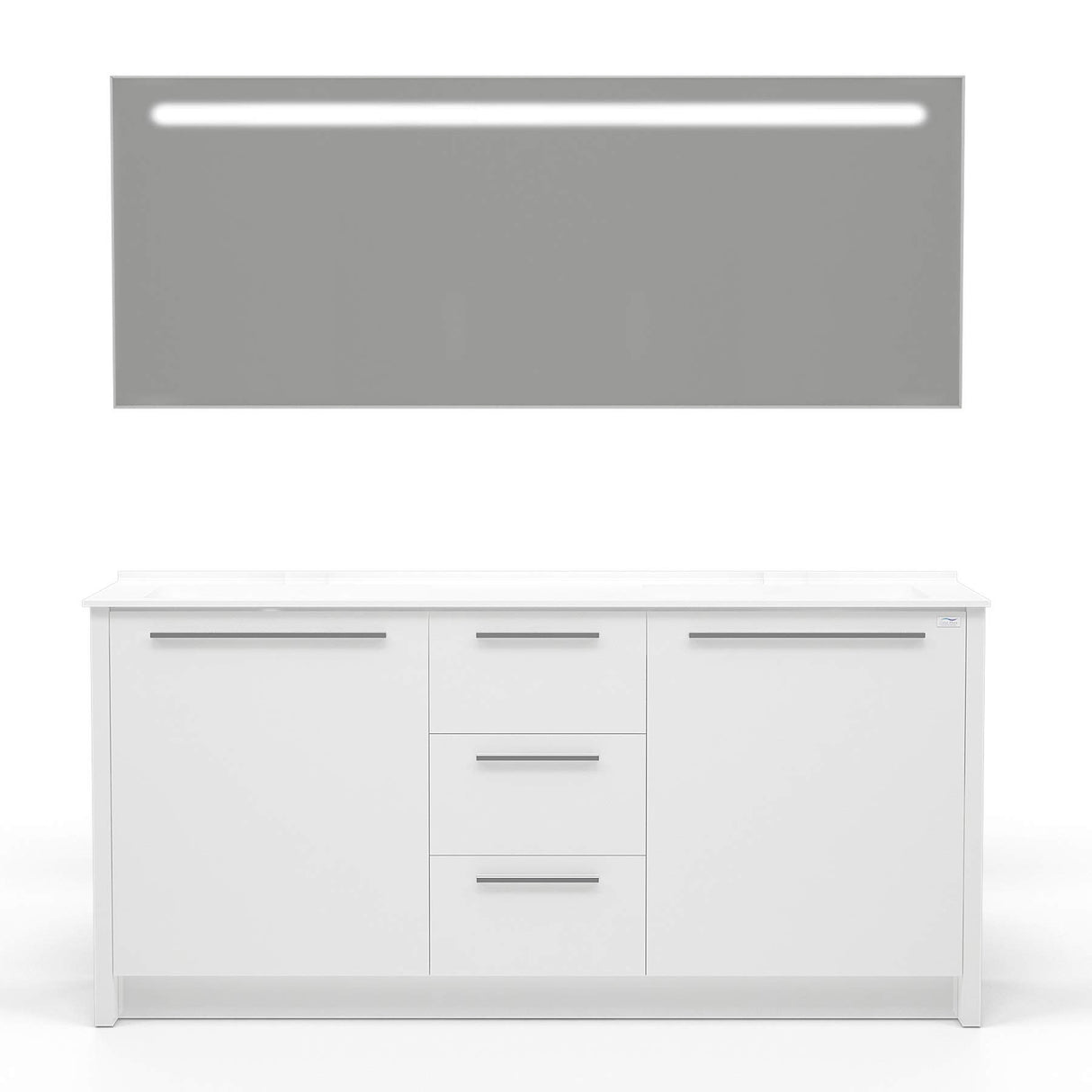 71 inch Wood Double Sink Bathroom Vanity & LED Mirror | Pre-Assembled | Acrylic