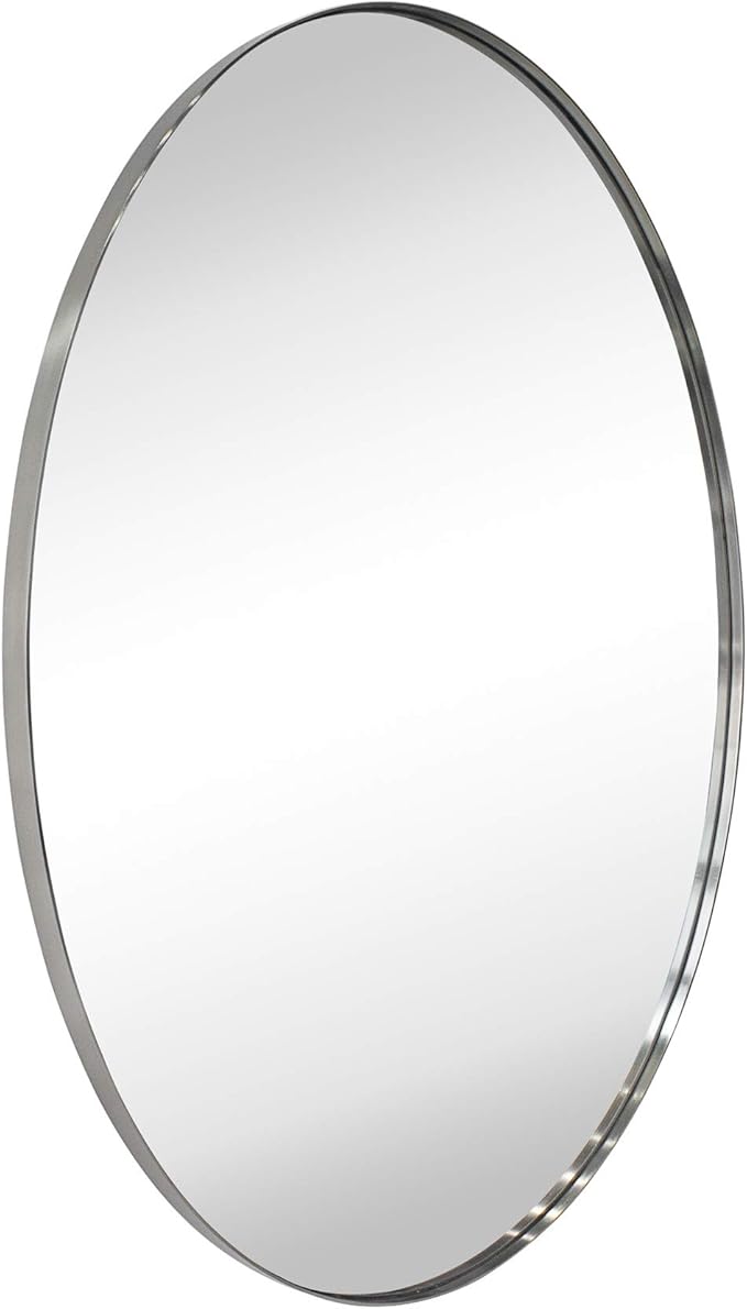 Brushed Nickel Metal Framed Bathroom Mirror