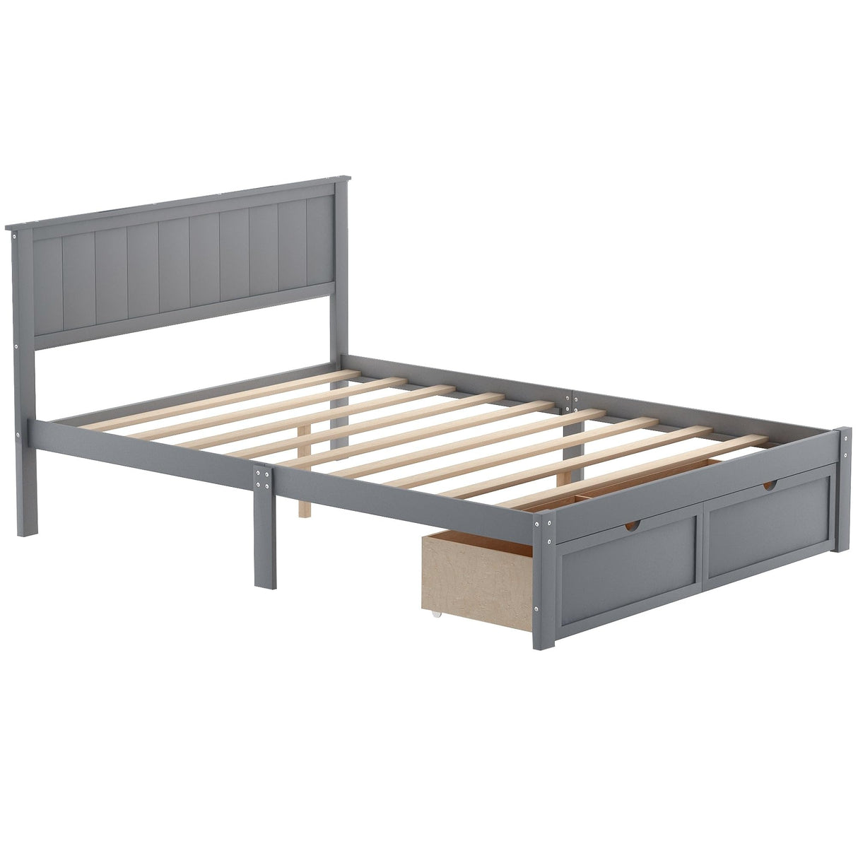 Full Size Platform Bed with Under-Bed Drawers
