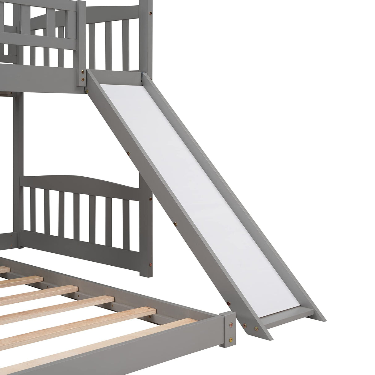 Twin Bunk Bed with Slide, Solid Wood Bunk Loft Bed Frame with Two Drawers Stairs