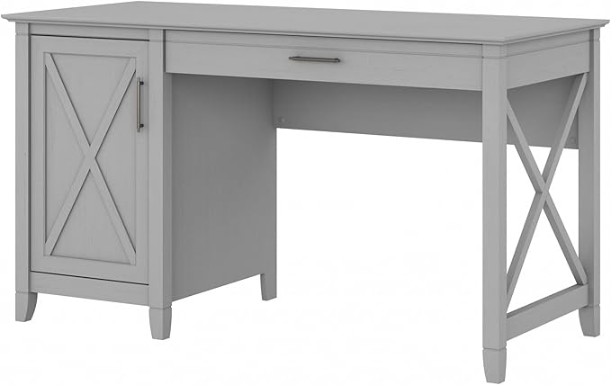 Key West Computer Desk with Storage | Farmhouse PC Table for Home Office in Linen