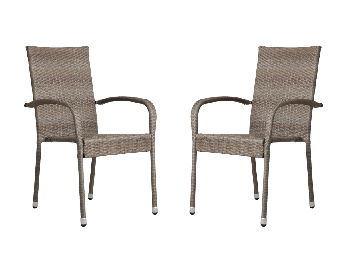 Hialeah Wicker Dining Chair Set, Woven All Weather Steel Powder Coated Frame Lightweight Indoor Outdoor