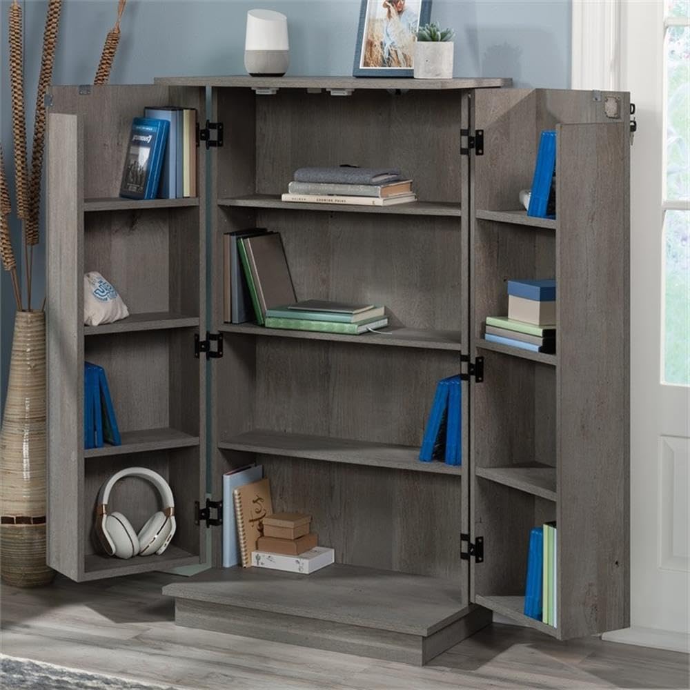 Engineered Wood Multi-Media Cabinet in Mystic Oak Finish