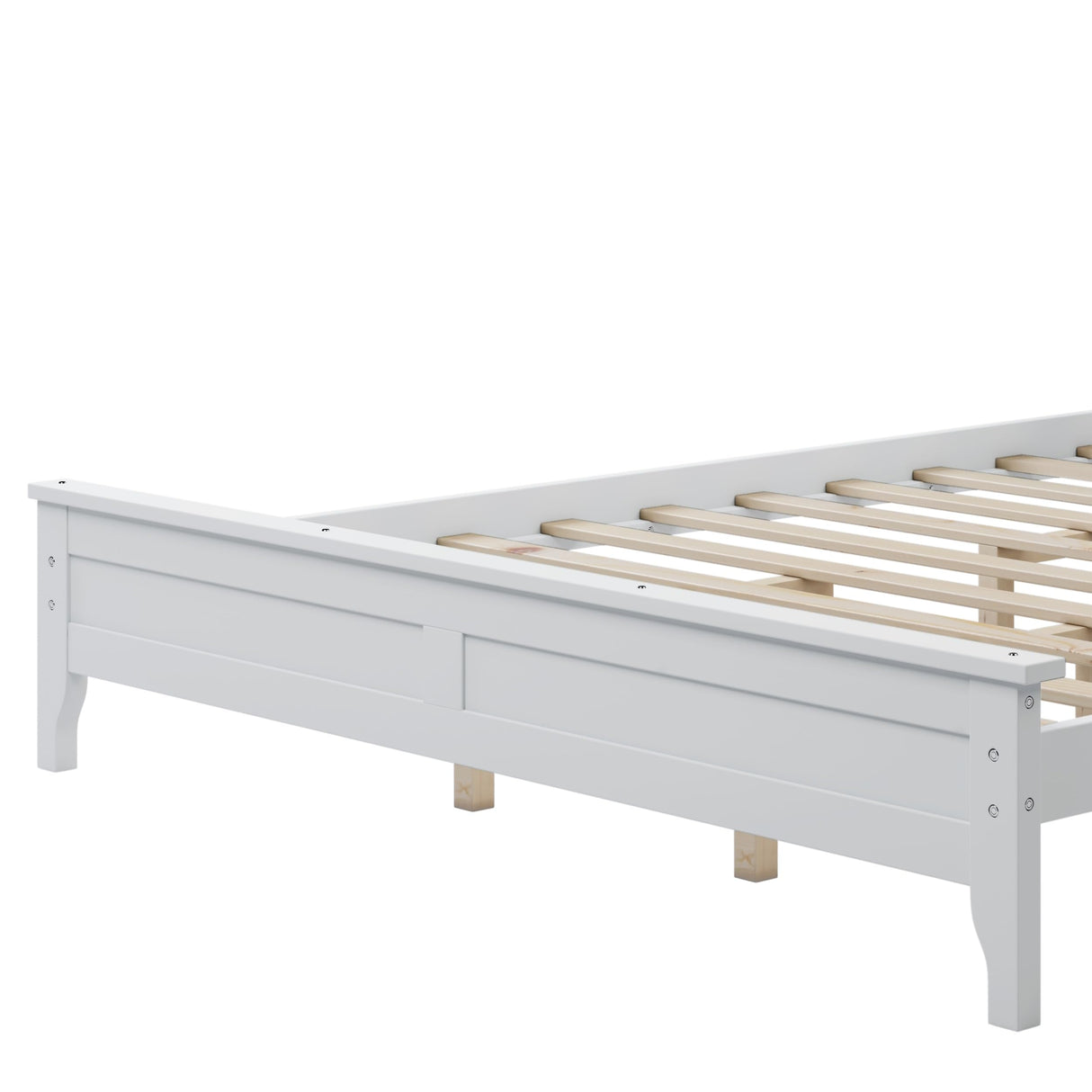 Wood Platform Bed White White Queen