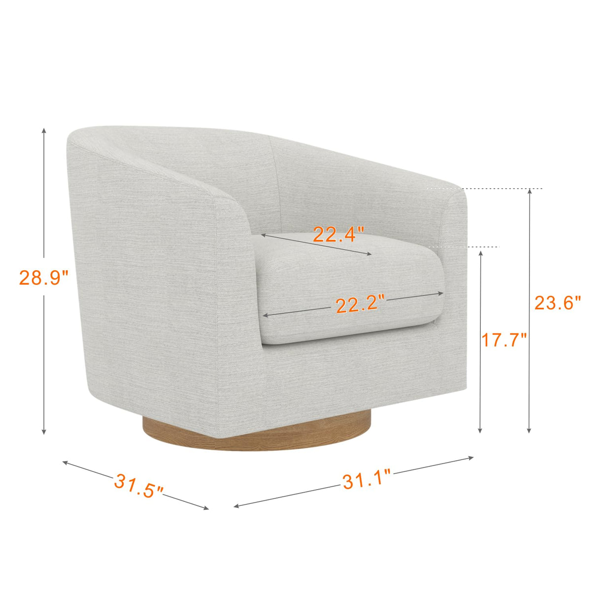 Accent Chair,Memory Foam Upholstered Barrel Sofa Chair, Linen Living Room