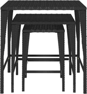 Black Poly Rattan Nesting Tables - Weather-Resistant, Easy to Clean, Versatile