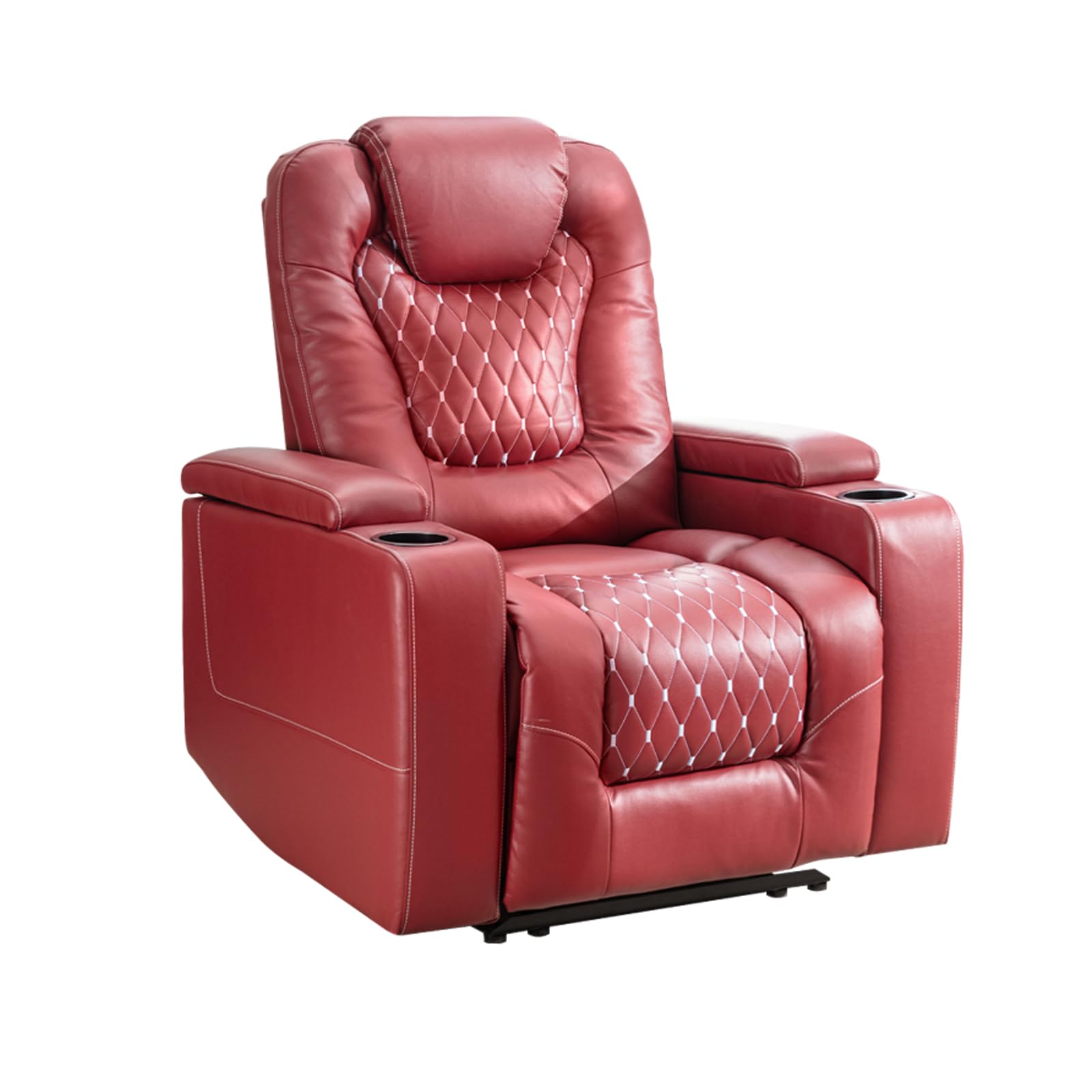 StoneCraft Orion Power Recliner Chair – Dark Red Faux Leather